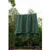 Aran Kiwi / Connemara Green Plaited Celtic Knitted Wool Throw Blanket