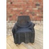 Aran Wool Dark Charcoal Knitted Wool Throw Blanket