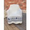 Aran White/ Denim Sailboat Wild Atlantic Knitted Wool Throw Blanket