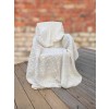 Aran Merino White Cabled Bed Knitted Wool Throw Blanket - Queen
