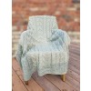 Aran Sea Foam Green Cables Knitted Wool Throw Blanket