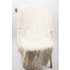 Aran Merino White Cabled Bed Knitted Wool Throw Blanket - Queen