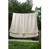 Aran Merino White Cabled Bed Knitted Wool Throw Blanket - Queen