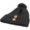 Aran Super Soft Merino Slate Grey Hat with Buttons