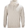 Aran Merino White Sweater with Drawcords