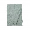 Aran Super Soft Merino Sea Foam Green Patch Cot Knitted Wool Throw Blanket