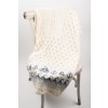 Aran White/ Denim Sailboat Wild Atlantic Knitted Wool Throw Blanket