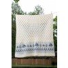 Aran White/ Denim Sailboat Wild Atlantic Knitted Wool Throw Blanket