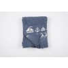 Aran Merino Denim / White Scree Wild Atlantic Knitted Wool Throw Blanket