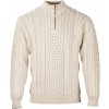 Aran Men's Merino White 1/2 Zipper 