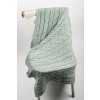Aran Sea Foam Green Cables Knitted Wool Throw Blanket
