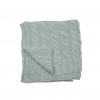 Aran Sea Foam Green Cables Knitted Wool Throw Blanket