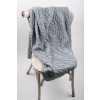 Aran Ocean Grey Super Soft Merino Cables Knitted Wool Throw Blanket