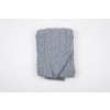 Aran Ocean Grey Super Soft Merino Cables Knitted Wool Throw Blanket