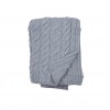 Aran Ocean Grey Super Soft Merino Cables Knitted Wool Throw Blanket