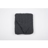 Aran Coffee Super Soft Merino Slate Grey Cables Knitted Wool Throw Blanket