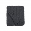 Aran Coffee Super Soft Merino Slate Grey Cables Knitted Wool Throw Blanket