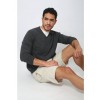 Merino Wool V-Neck Sweater - Charcoal