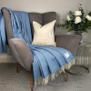 Merino Wool Throw Blanket Cornflower Herringbone