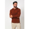 Merino Wool Pullover Hoodie Sweater - Rust