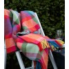 John Hanly Merino Wool Cashmere Throw Bright Yellow, Pink and Green Check