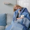 Merino Wool Cashmere Throw Blue Mix Herringbone Block
