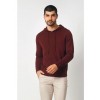 Merino Wool Pullover Hoodie Sweater - Burgundy