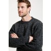 Raheen Tweed Roll Neck Mens Aran Merino Wool Sweater - Grey