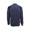 The Gamekeeper- Chunky Crew Neck Wool Sweater with Harris Tweed Patches - Denim