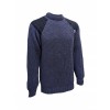 TW Kempton Gamekeeper- Chunky Crew Neck Wool Sweater with Harris Tweed Patches - Denim