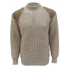 TW Kempton Gamekeeper - Chunky Crew Neck Wool Sweater with Harris Tweed Patches - Light Grey Welsh