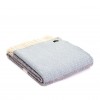 Lifestyle Illusion Panel Wool Throw Blanket - 150 x 183cms - Grey & Duck Egg