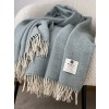 Sea Green Herringbone 100% Merino Wool Blanket 