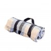 Keith Check Rug Roll Navy & Cream Camp & Picnic Wool Blanket