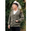 The Laird - Chunky Knit Traditional Wool Cardigan with Harris Tweed Patches - Derby Tweed