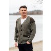 The Laird - Chunky Knit Traditional Wool Cardigan with Harris Tweed Patches - Derby Tweed