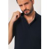 Merino Wool Short Sleeve Polo - Navy