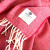 Merino Wool Throw Blanket Red and Cream Herringbone