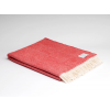 Merino Wool Throw Blanket Red and Cream Herringbone