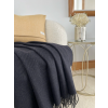 Merino Wool Throw Blanket Slate Navy Herringbone