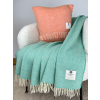 Merino Wool Throw Blanket Spearmint Herringbone