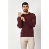 Merino Wool Crew Neck Sweater - Burgundy
