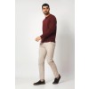 Merino Wool Crew Neck Sweater - Burgundy