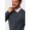 Merino Wool Crew Neck Sweater - Charcoal