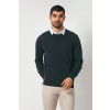 Merino Wool Crew Neck Sweater - Hunter Green