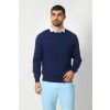 Merino Wool Crew Neck Sweater - Navy