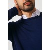 Merino Wool Crew Neck Sweater - Navy