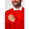 Merino Wool Crew Neck Sweater - Red