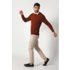 Merino Wool Crew Neck Sweater - Rust