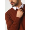 Merino Wool Crew Neck Sweater - Rust